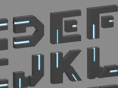 Cyberpunk 3D Alphabet Vol 01 Neon Only Low-poly 3D model