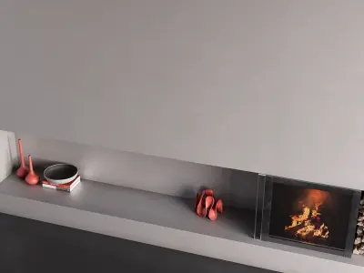 Decorated Wall with Fireplace - 7 3D model