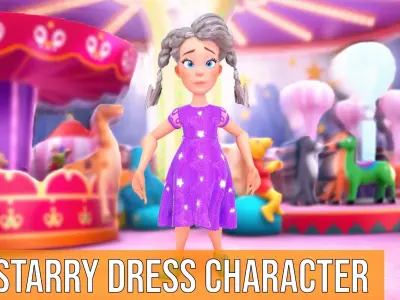 Starry Dress Character model pack Low-poly 3D model