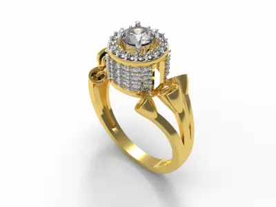 098 - Rose Diamond Ring - Flower Ladies Ring 3D print model