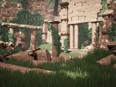 Stylized Modular Ruins Pack Low-poly 3D model