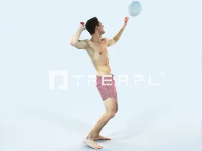 Virtue 04I Beach Serving Sports Man Low-poly 3D model