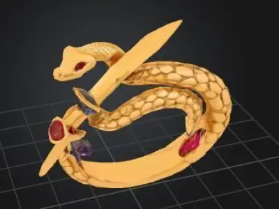 Serpentine Blade Ring 3D print model