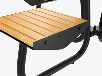 Outdoor Wood Umbrella Table with 4 Seats 3D model