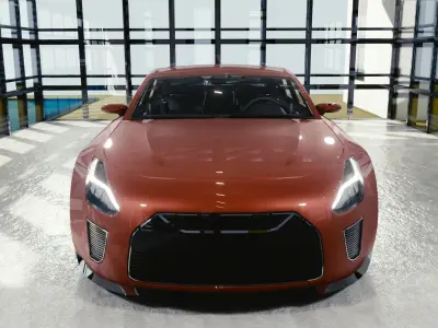 BLENDER EEVEE Brandless Mid Size 4 door sedan Low-poly 3D model