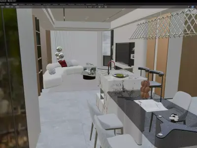Modern Luxury Living and Dining Interior 3D model
