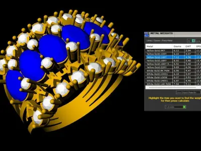 Luxury Sapphire and Diamond Cocktail Ring   3D CAD Jewelry Model 3D print model