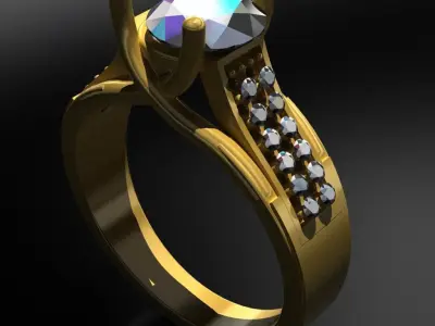 Solitaire Ring 3D print model 24