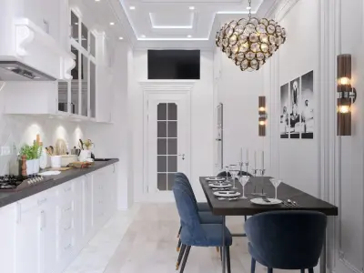 Neoclassical Kitchen Interior 3D model