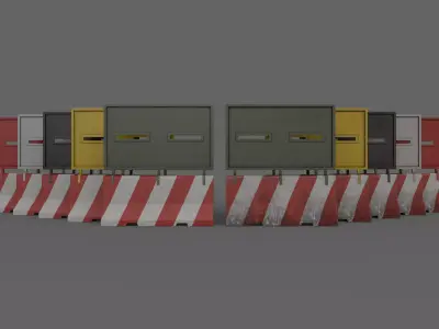 PBR Concrete Roadblock Barrier V3 Low-poly 3D model