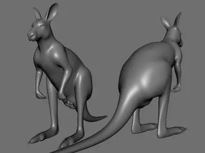 Kangaroo Male BaseMesh Low-poly 3D model