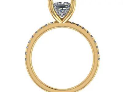 Princess solitaire Diamond ring 3D print model