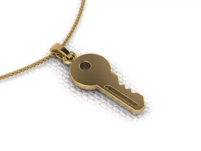 A pendant made in the shape of a key 3D print model
