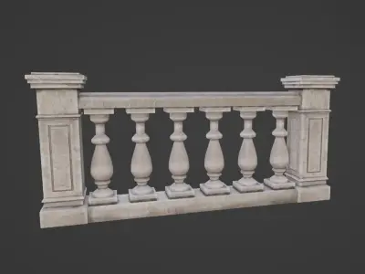 Stone Balustrade Balcony Terrace Low-poly 3D model
