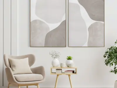 Plaster Two Photo Frame 148 Low-poly 3D model