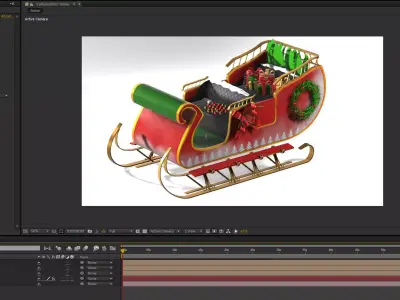 Christmas Sleigh 3D Model for Element 3D and Cinema 4D  3D model