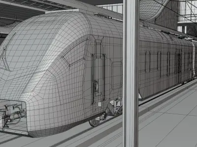 Station with Stadler Flirt II 3D model