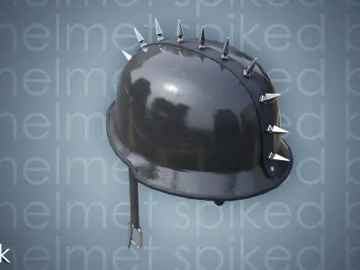 Spiked Biker Helmet Collection Low-Poly Low-poly 3D model