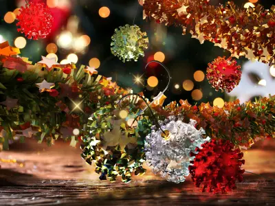 CovidBalls - Christmas Ball with hook set Low-poly 3D model