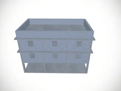 Under construction building Low-poly 3D model