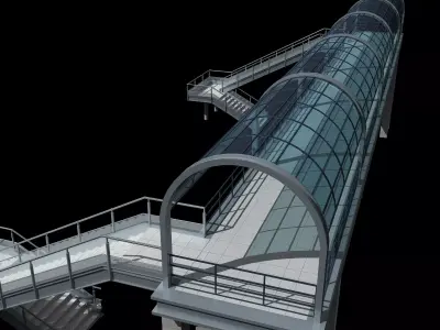 modern curved pedestrian bridge 3D model