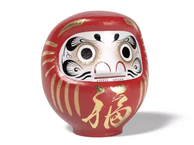 Daruma japanese doll Low-poly 3D model