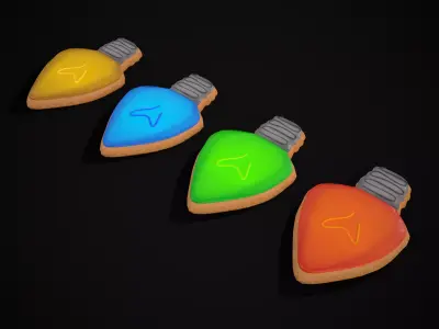 Colored Light Bulb Christmas Cookies  Low-poly 3D model