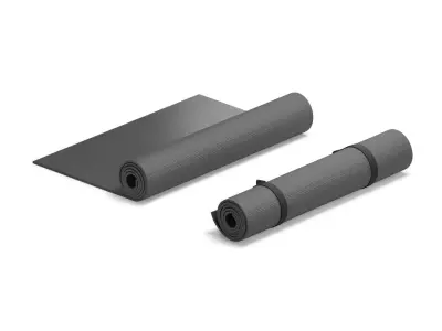 Black Half Folded 2 Types Yoga Mat - for meditation and tourism 3D model