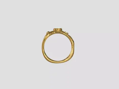 Organic Bezel Set Ring with Twisted Band 3D print model