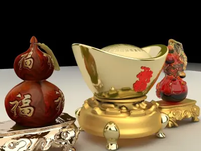 Chinese Gourd with Yuanbao 3D model