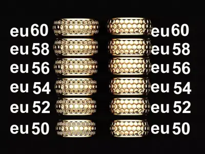 Luxury Braided Gold Wedding Ring Set His Hers EU 50-60 Free 3D print model