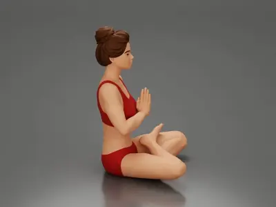 sexy girl in shorts doing sukhasana yoga pose 3D print model