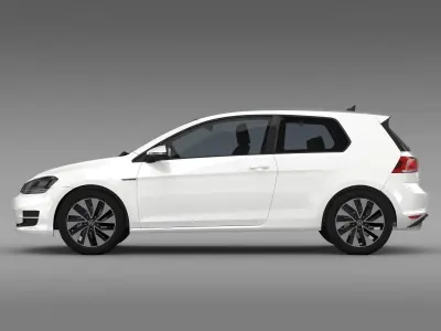 VW Golf TDI BlueMotion 3 door 2015 3D model