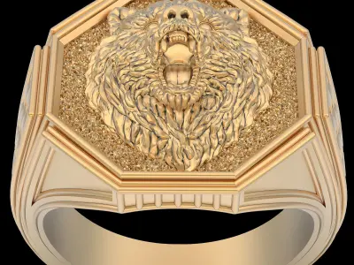Bear Man Ring silver gold printable jewelry 3D print model