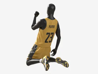 Male Mannequin in Basketball Uniform in Action 03 3D model