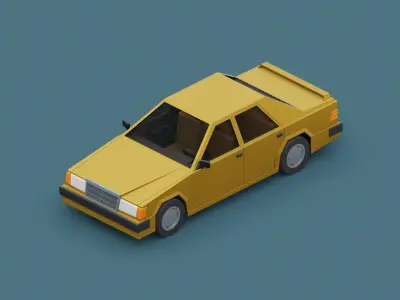 Stylized Cartoon Euro Sedan Car  Low-poly 3D model