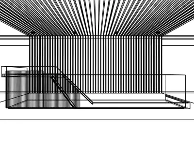 Luxury Reception Desk with Marble Counter and Wood Panels Low-poly 3D model