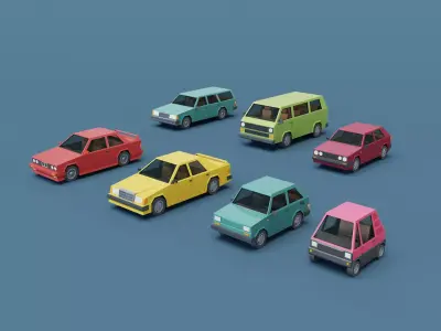 Stylized Euro Cars 80s Pack