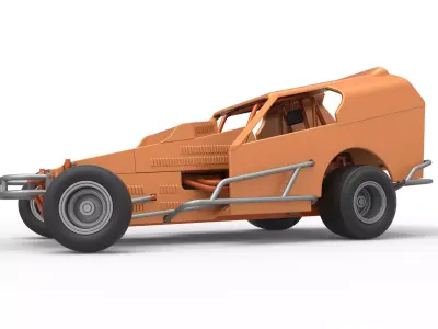 Vintage Dirt Modified stock car V3 while turning Scale 1 to 25 3D print model