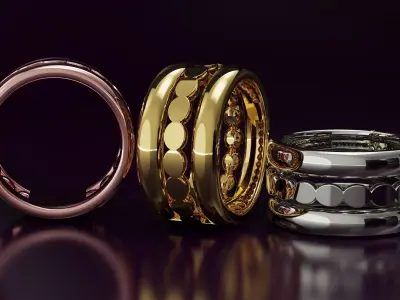 half bead and line Ring  Free 3D print model