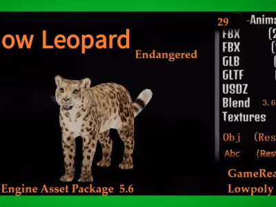 Snow Leopard Low-poly 3D model