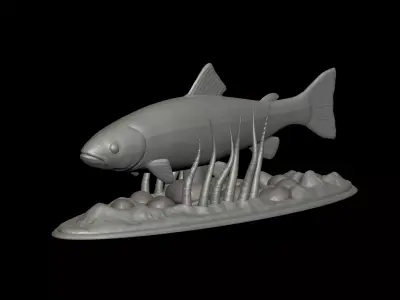 Rainbow Trout underwater statue detailed texture for 3D 3D print model