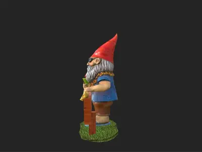 Garden Gnome with cocktail  Low-poly 3D model