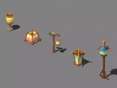 Cartoon world - a group of roadside decorative light 03 3D model