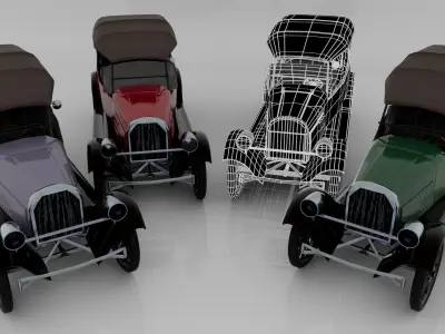 1924 Classic Car 7 Passenger Touring Low-poly 3D model