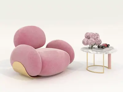 Modern Coffee Table and Armchair Set 76 3D model