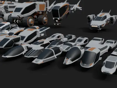 Cyberpunk vehicles kitbash 3D model