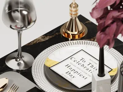 Luxury Model Room Tableware Set-9 3D model