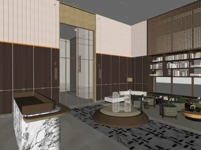 A modern real estate sales center 3D model 3D model