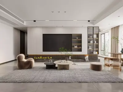 Modern light luxury living room 3D model get